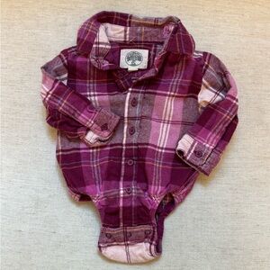 NWOT, Burgundy Plaid 6-9 Months Baby Shirt, Outdoor Kids